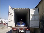 Dragster loaded in container